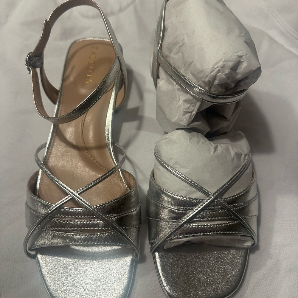 New Silver Strappy Sandals by Talbots